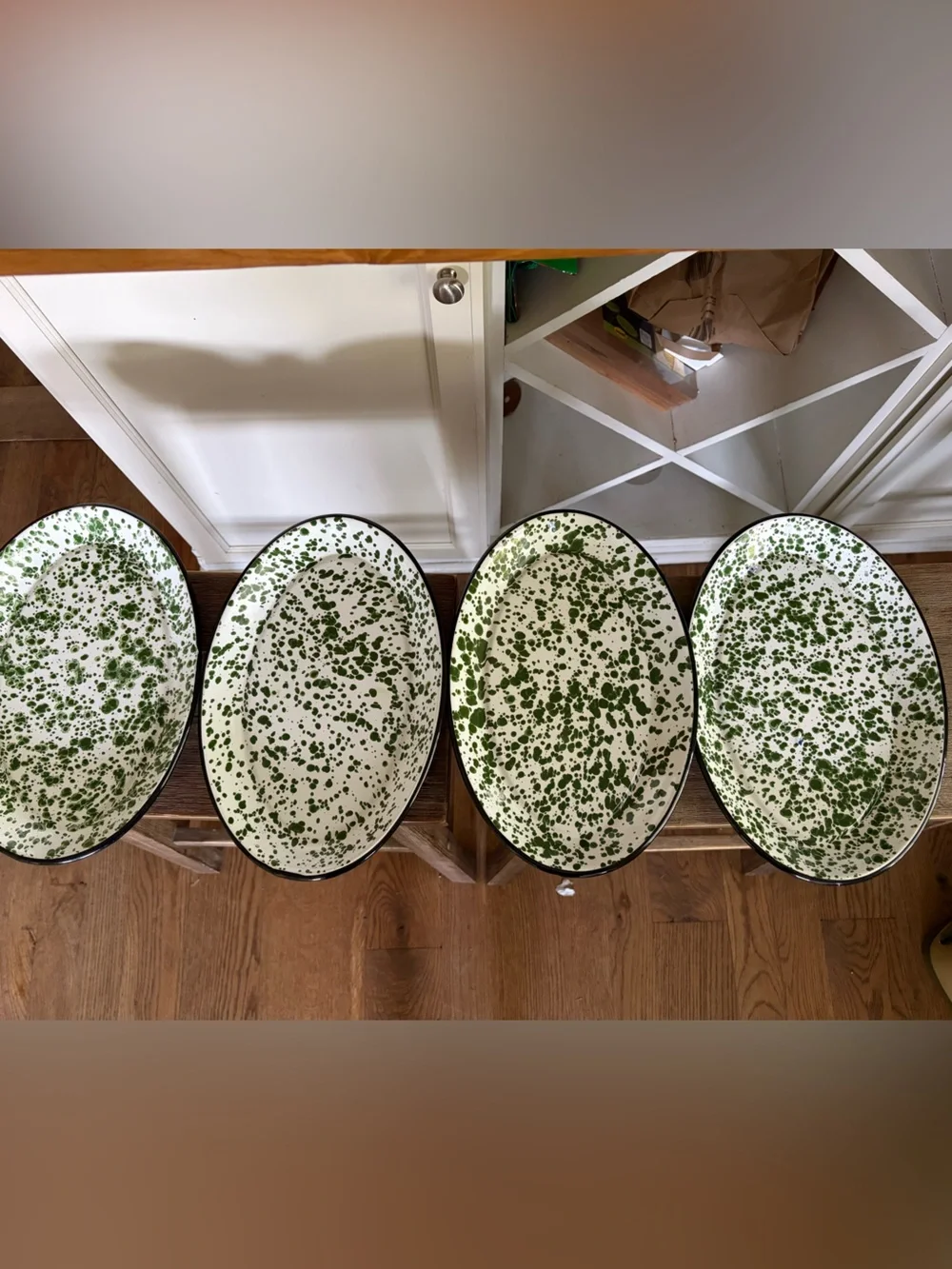 Red Co. Set of 4 Enamelware Metal Classic 13” platters Dinner Plates